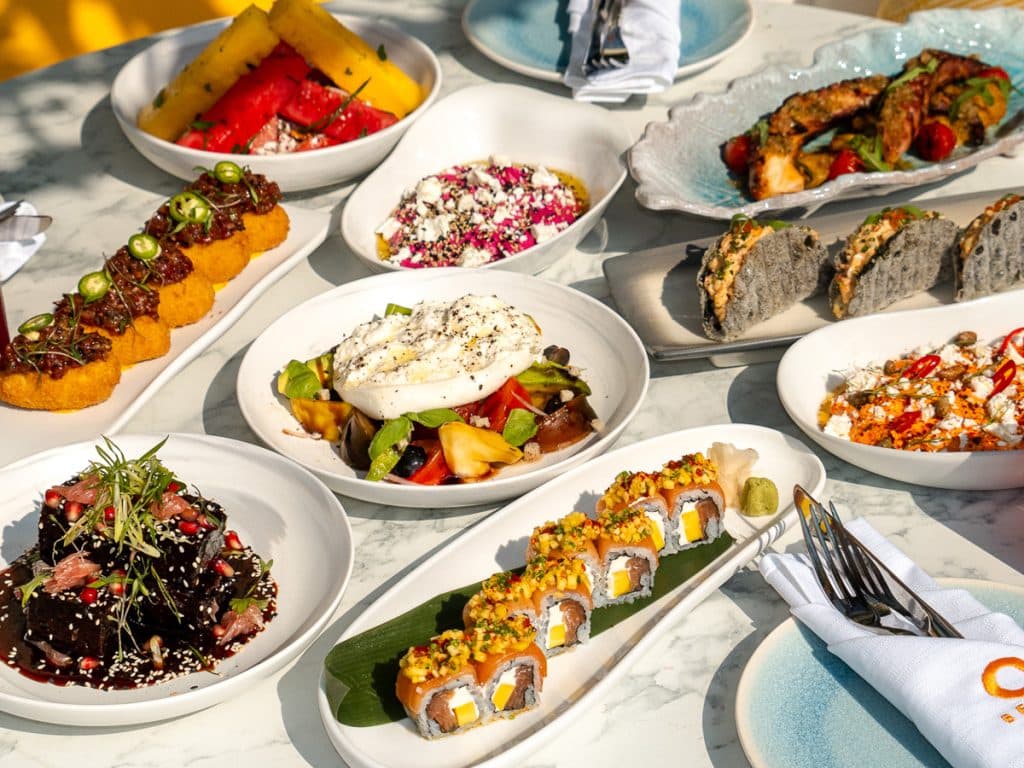Gourmet food and refreshments at a luxury Dubai beach club